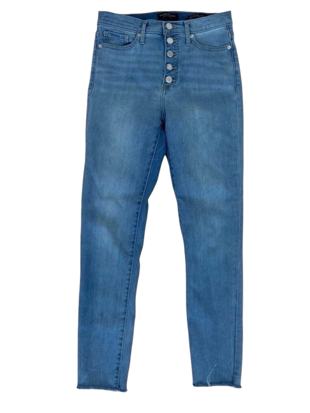Banana Republic Premium jeans blue button fly high rise skinny raw stretch 26